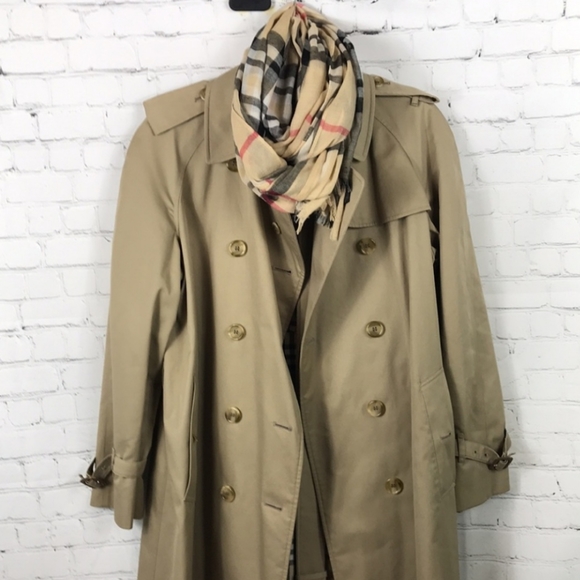 Burberry trench coat jacket sandringham kensington chelsea 14 16 nova check long